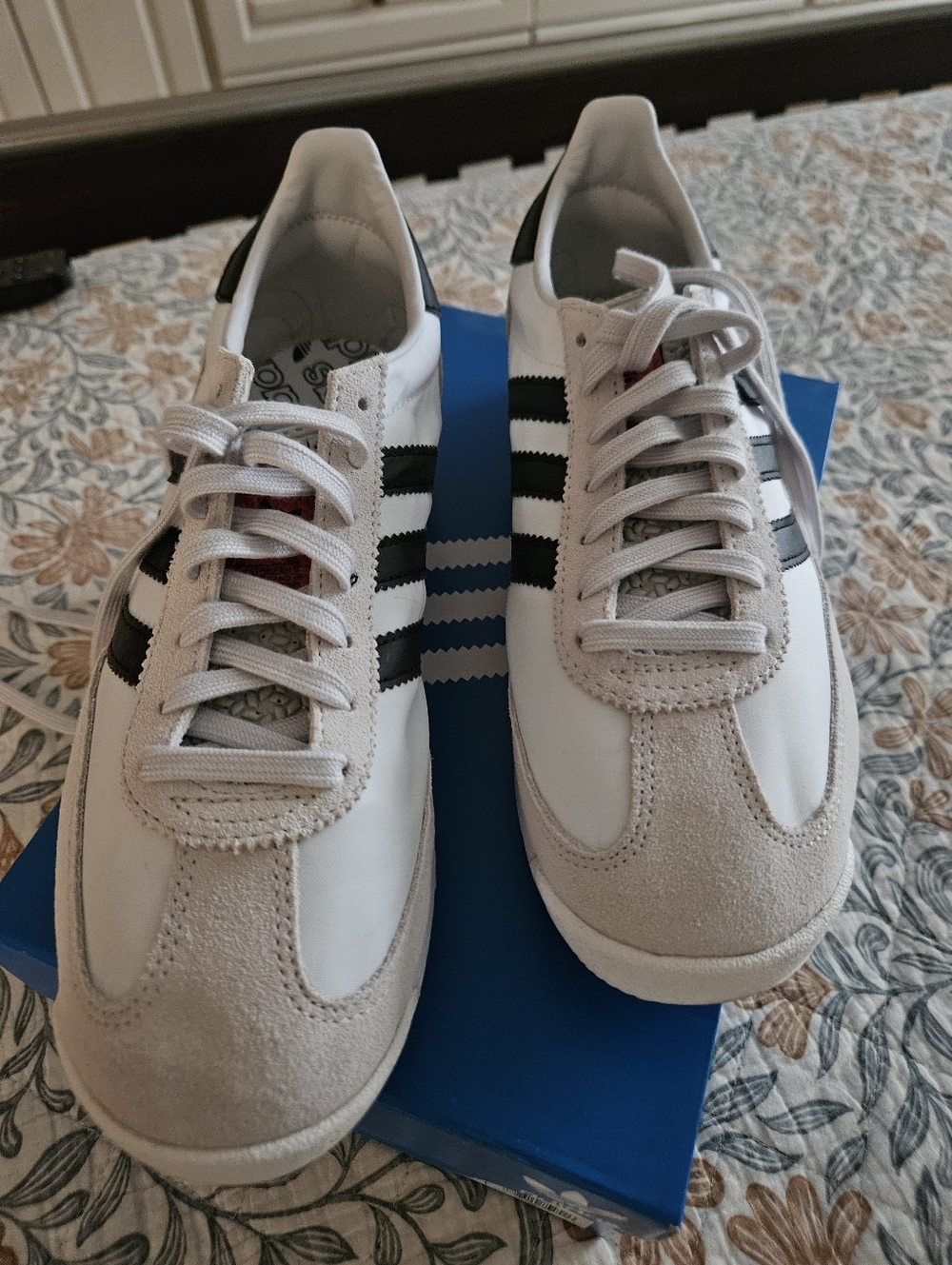 adidas White and Black Three-Stripes Men's Sneakers